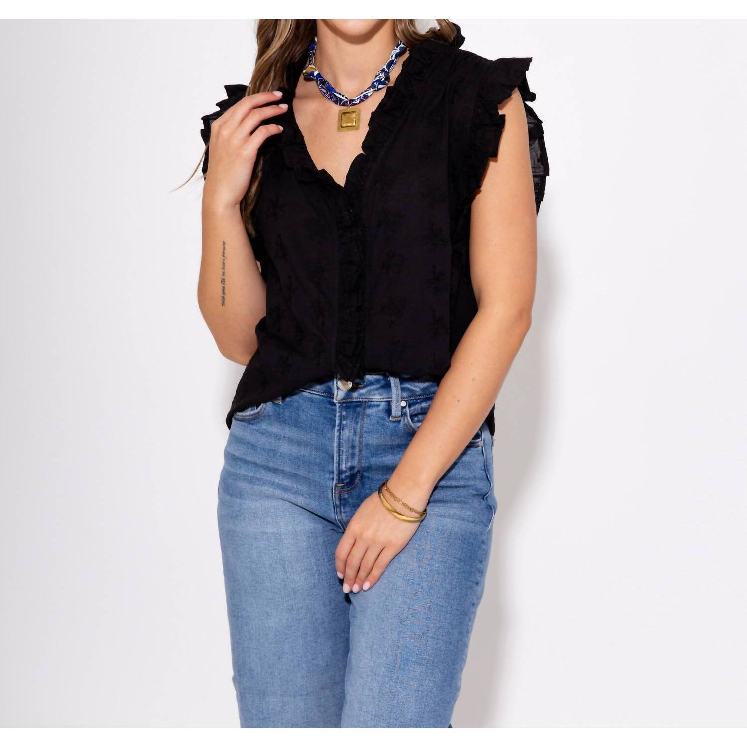 New Ivy Jane Midnight Bouquet Top In Black